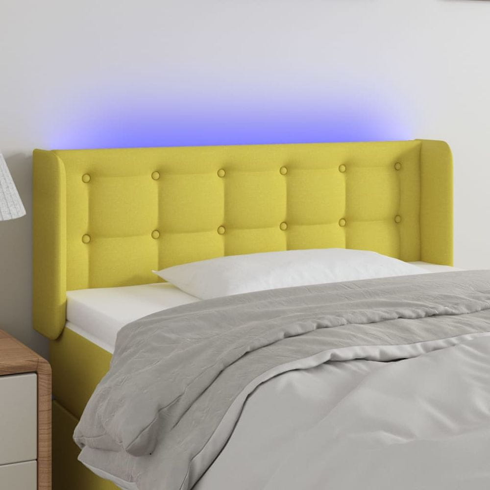 Vidaxl Čelo postele s LED zelené 103x16x78/88 cm látka